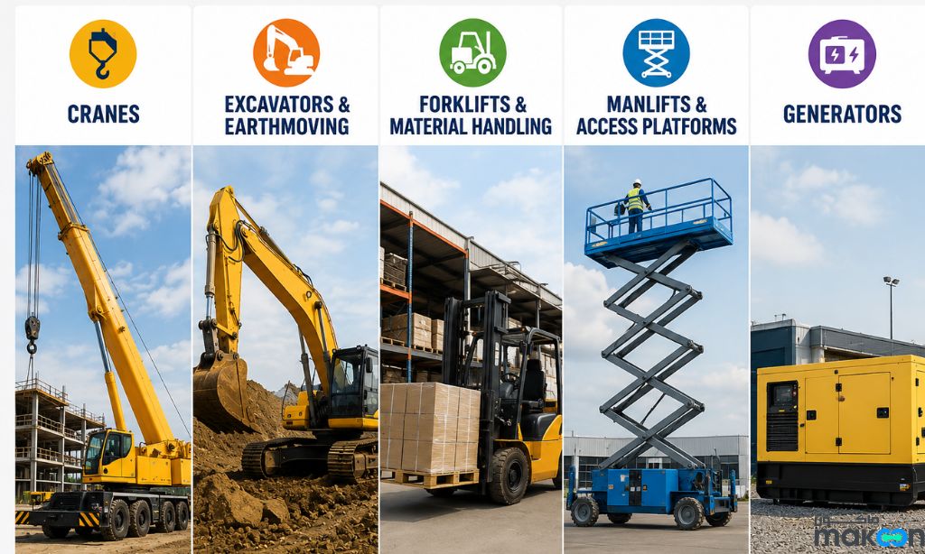 Heavy equipment fleet available for rental in Riyadh
